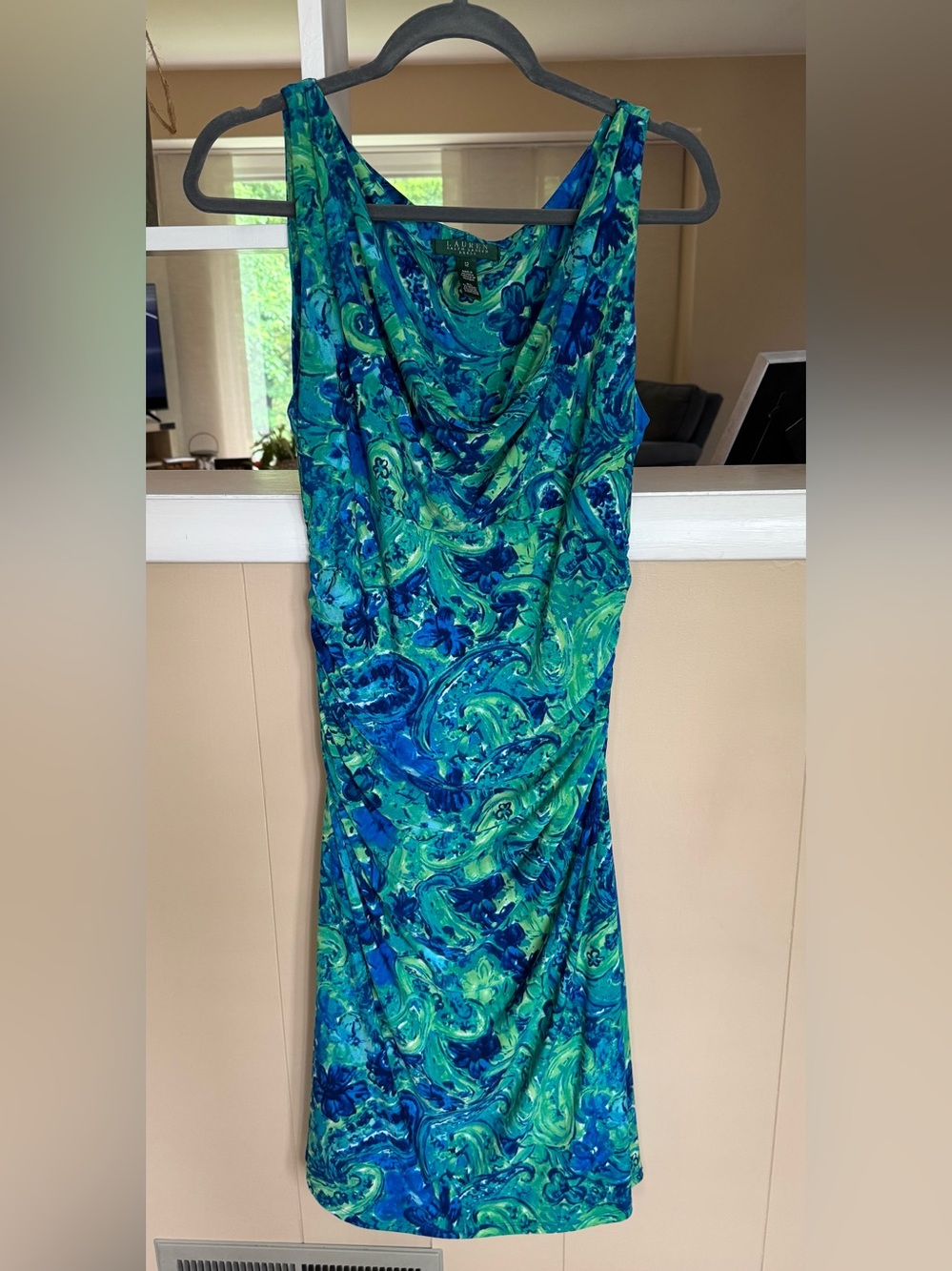 Ralph Lauren Green and Blue Paisley Sleeveless Dress Size 12